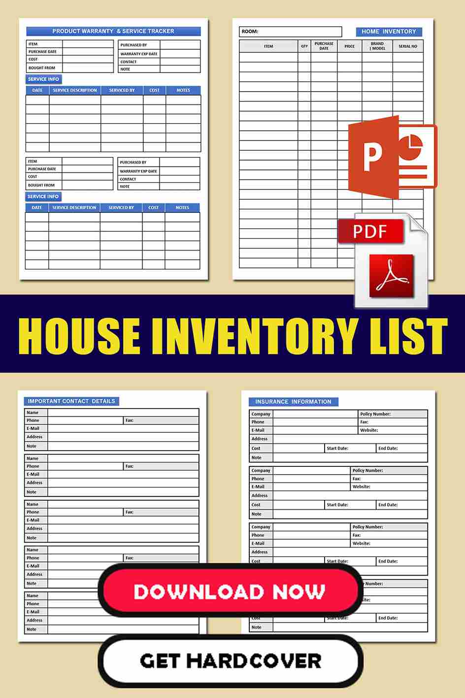 Home Contents Inventory List Template